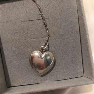 Tiffany and Co - puffed heart sterling silver with necklace chain , 16 inch